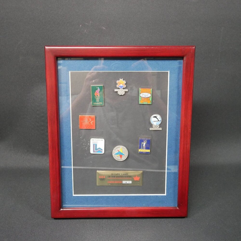 Framed Olympic Pin Set Aminco 2001 USA Games Collectible Set of 8 LE 0468/2002